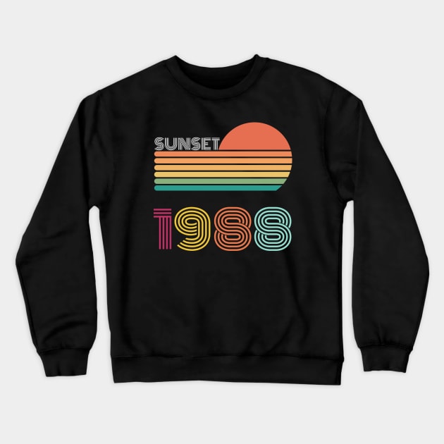 Sunset Retro Vintage 1988 Crewneck Sweatshirt by Happysphinx